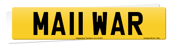 Registration number MA11 WAR